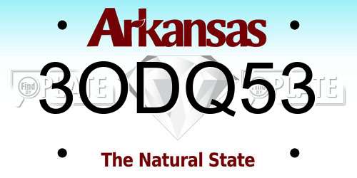 3ODQ53 Arkansas License Plate