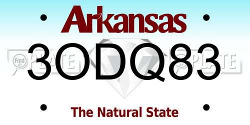 3ODQ83 Arkansas License Plate