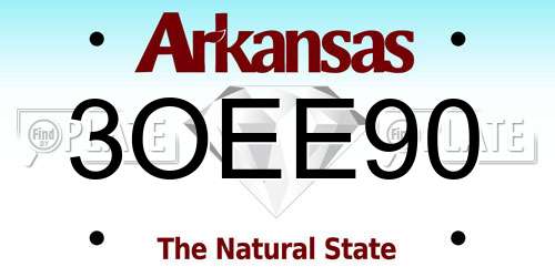 3OEE90 Arkansas License Plate