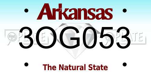 3OG053 Arkansas License Plate