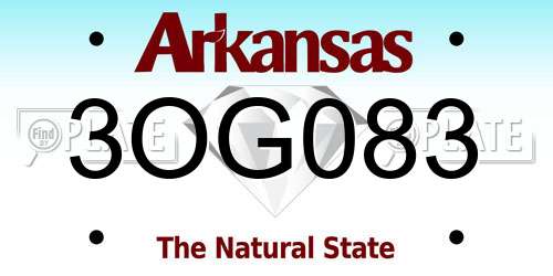 3OG083 Arkansas License Plate
