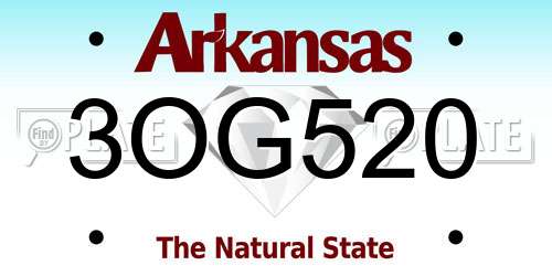 3OG520 Arkansas License Plate