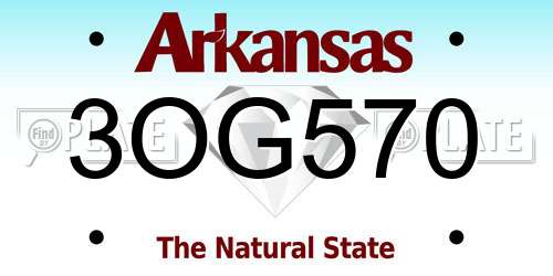 3OG570 Arkansas License Plate