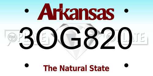 3OG820 Arkansas License Plate