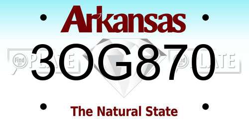 3OG870 Arkansas License Plate