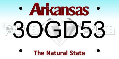 3OGD53 Arkansas License Plate