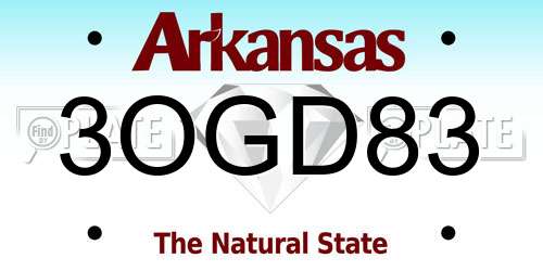 3OGD83 Arkansas License Plate