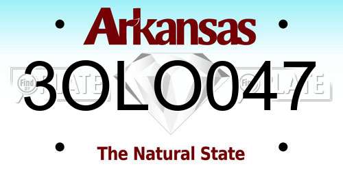 3OLO047 Arkansas License Plate