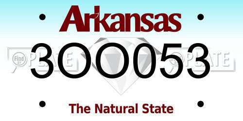 3OO053 Arkansas License Plate