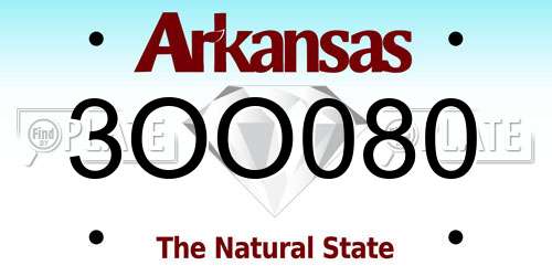 3OO080 Arkansas License Plate