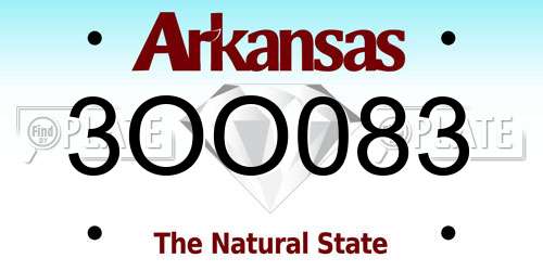 3OO083 Arkansas License Plate