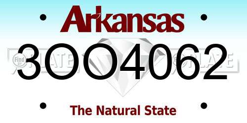 3OO4062 Arkansas License Plate