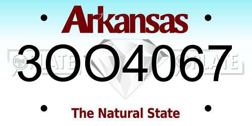 3OO4067 Arkansas License Plate