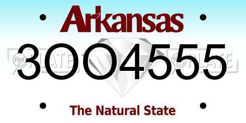3OO4555 Arkansas License Plate