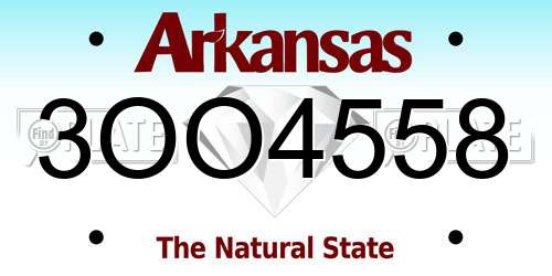 3OO4558 Arkansas License Plate