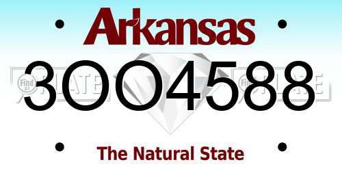 3OO4588 Arkansas License Plate