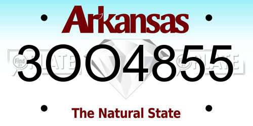 3OO4855 Arkansas License Plate
