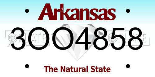 3OO4858 Arkansas License Plate
