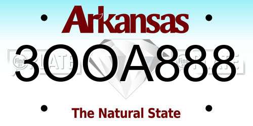 3OOA888 Arkansas License Plate