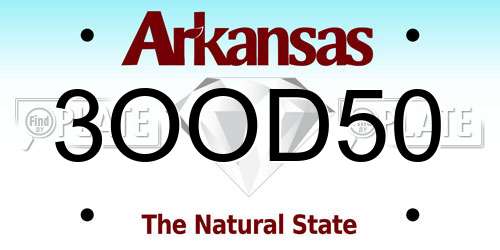 3OOD50 Arkansas License Plate