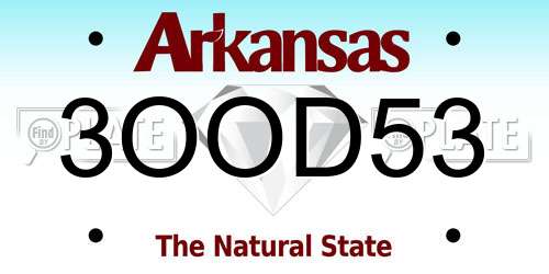 3OOD53 Arkansas License Plate
