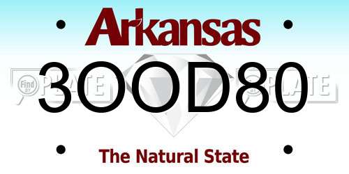 3OOD80 Arkansas License Plate