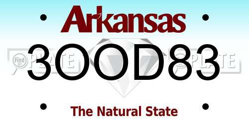 3OOD83 Arkansas License Plate