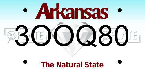 3OOQ80 Arkansas License Plate