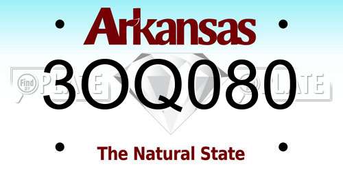 3OQ080 Arkansas License Plate