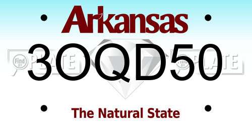 3OQD50 Arkansas License Plate