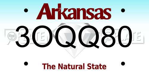 3OQQ80 Arkansas License Plate