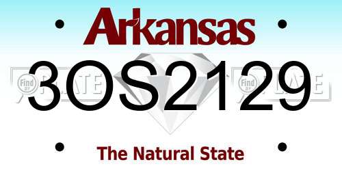 3OS2129 Arkansas License Plate