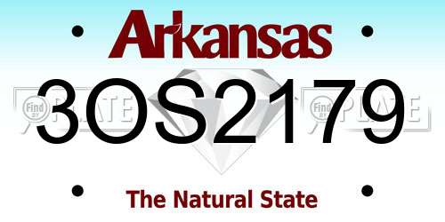 3OS2179 Arkansas License Plate