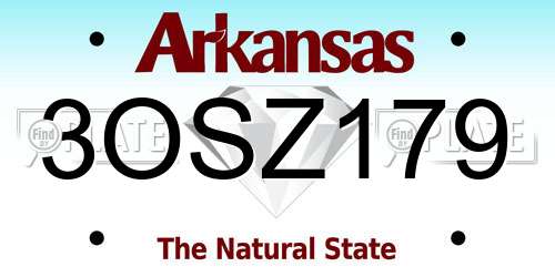 3OSZ179 Arkansas License Plate