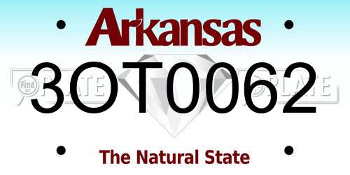 3OT0062 Arkansas License Plate
