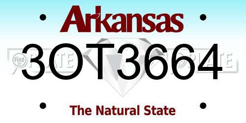 3OT3664 Arkansas License Plate