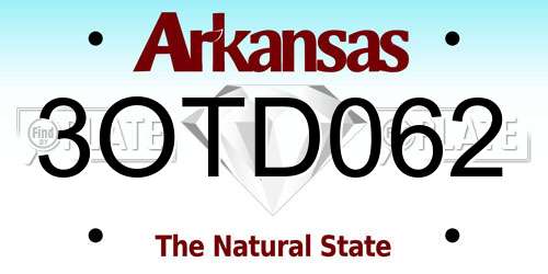 3OTD062 Arkansas License Plate