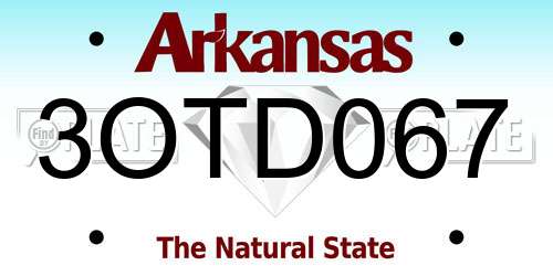 3OTD067 Arkansas License Plate