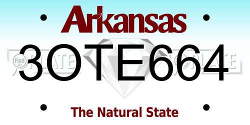 3OTE664 Arkansas License Plate