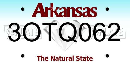 3OTQ062 Arkansas License Plate