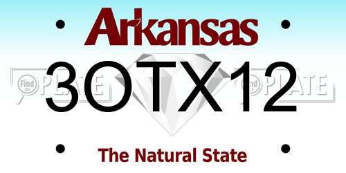 3OTX12 Arkansas License Plate