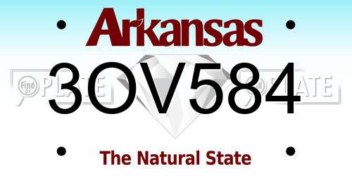 3OV584 Arkansas License Plate