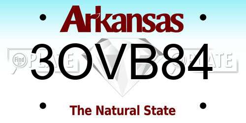 3OVB84 Arkansas License Plate
