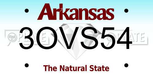 3OVS54 Arkansas License Plate