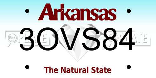 3OVS84 Arkansas License Plate