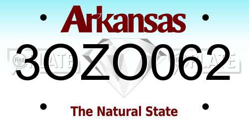 3OZO062 Arkansas License Plate