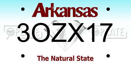 3OZX17 Arkansas License Plate