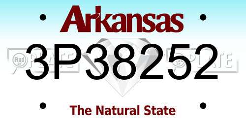 3P38252 Arkansas License Plate