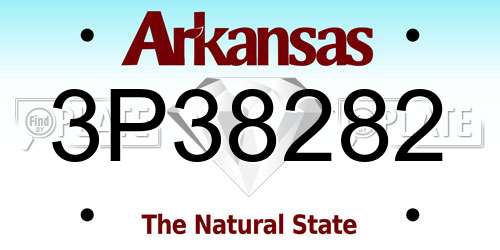 3P38282 Arkansas License Plate