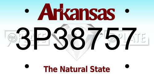 3P38757 Arkansas License Plate